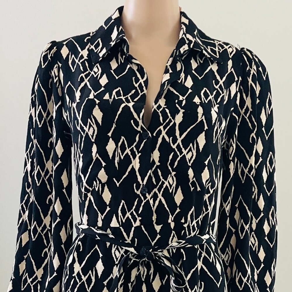 ZARA BLACK PRINTED SHIRT DRESS SIZE MEDIUM